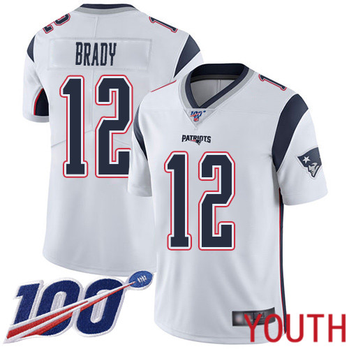 New England Patriots Football #12 Vapor Untouchable 100th Season Limited White Youth Tom Brady Road NFL Jersey->women nfl jersey->Women Jersey